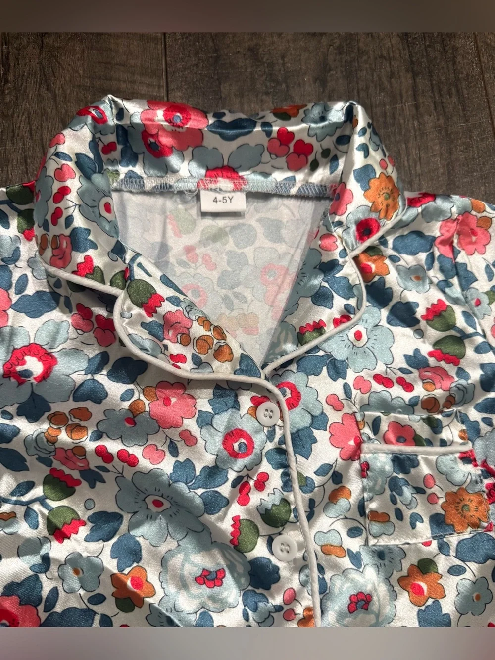Girls Toddler Satin Floral Pajama 2 piece Set 4-5yr